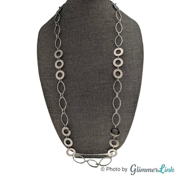 Lia Sophia Revel Silver Tone Oval & Circles Long Necklace - Picture 3 of 10